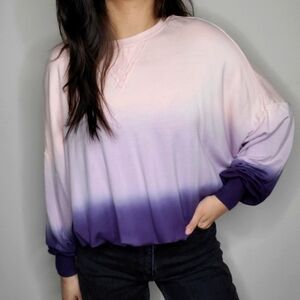 Young Fabulous & Broke Juliette Pink Ombre Dolman Pullover Crewneck Sweatshirt